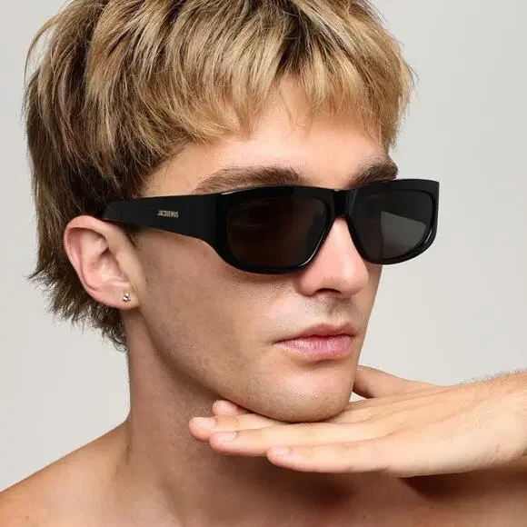 New! Jacquemus JAC2C1SUN, Unisex Black Sunglasses with Gold Accents, Authentic